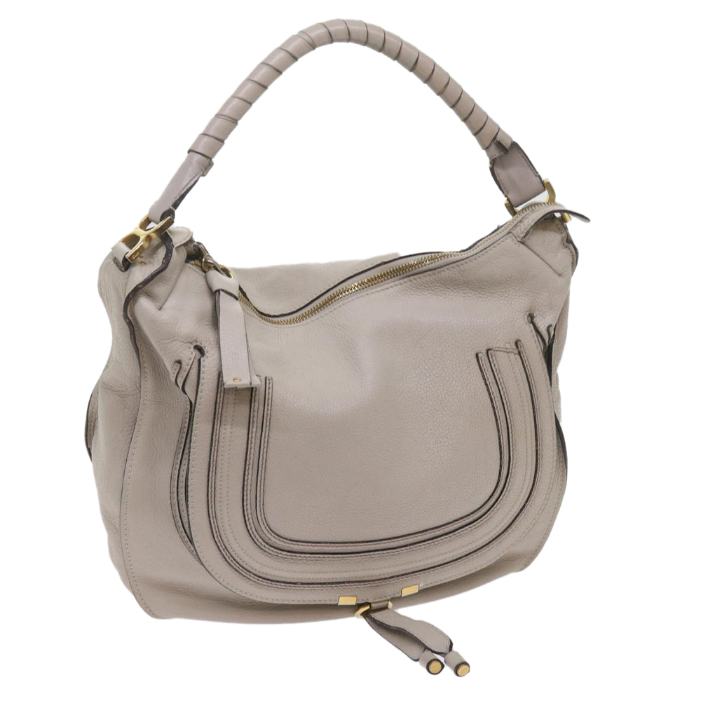 Chloe Mercy Shoulder Bag Leather Gray Auth am5284